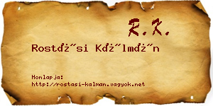 Rostási Kálmán névjegykártya
